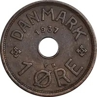 سکه 1 اوره 1937 کریستیان دهم - EF45 - دانمارک