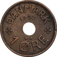 سکه 1 اوره 1938 کریستیان دهم - EF45 - دانمارک