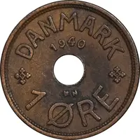 سکه 1 اوره 1940 کریستیان دهم - EF45 - دانمارک