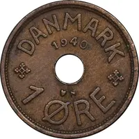 سکه 1 اوره 1940 کریستیان دهم - EF45 - دانمارک