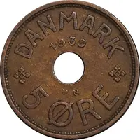 سکه 5 اوره 1939 کریستیان دهم - EF45 - دانمارک