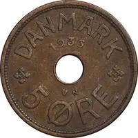 سکه 5 اوره 1936 کریستیان دهم - EF45 - دانمارک