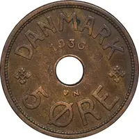 سکه 5 اوره 1936 کریستیان دهم - EF45 - دانمارک