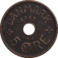 سکه 5 اوره 1932 کریستیان دهم - EF45 - دانمارک