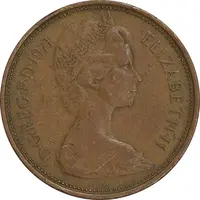 سکه 2 نیو پنس 1971 الیزابت دوم - EF40 - انگلستان