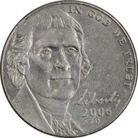 سکه 5 سنت 2006D جفرسون - AU50 - آمریکا