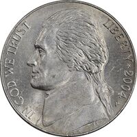 سکه 5 سنت 2004P - دویستمین سالگرد سفر اکتشافی لوئیس و کلارک - MS61 - آمریکا