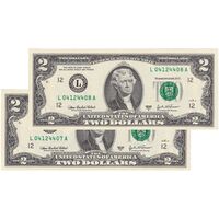 اسکناس 2 دلار 2003 جمهوری فدرال - L (کالیفرنیا) - جفت - UNC62 - آمریکا