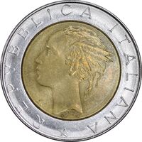 سکه 500 لیره 1983 جمهوری - کاخ کویرینال - AU58 - ایتالیا