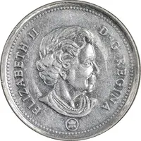 سکه 25 سنت 2013 الیزابت دوم - AU55 - با لوگوی RCM - کانادا