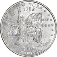 سکه کوارتر دلار 2001D ایالتی - نیویورک - AU50 - آمریکا