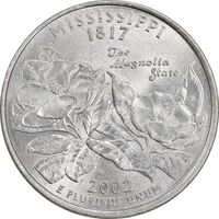 سکه کوارتر دلار 2002P ایالتی - میسیسیپی - MS61 - آمریکا