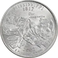 سکه کوارتر دلار 2002P ایالتی - میسیسیپی - MS61 - آمریکا