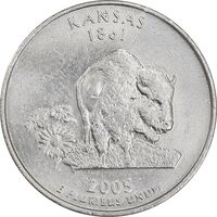 سکه کوارتر دلار 2005P ایالتی - کانزاس - AU50 - آمریکا