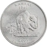 سکه کوارتر دلار 2005P ایالتی - کانزاس - AU50 - آمریکا