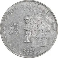 سکه کوارتر دلار 2000P ایالتی - نیوهمشایر - AU50 - آمریکا