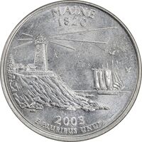 سکه کوارتر دلار 2003D ایالتی - مین - AU58 - آمریکا