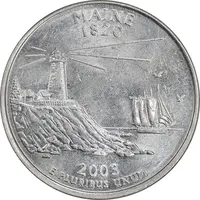 سکه کوارتر دلار 2003D ایالتی - مین - AU58 - آمریکا