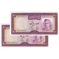 اسکناس 100 ریال (آموزگار - سمیعی) نوشته سیاه - جفت - UNC63 - محمد رضا شاه