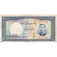 اسکناس 200 ریال 1337 - تک - VF35 - محمد رضا شاه
