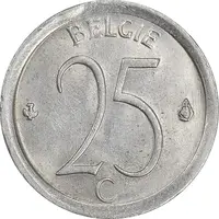 سکه 25 سانتیم 1970 بودئون یکم - نوشته هلندی - MS61 - بلژیک