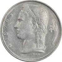 سکه 1 فرانک 1970 بودئون یکم - نوشته هلندی - AU50 - بلژیک