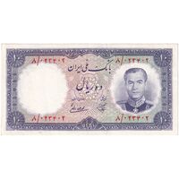اسکناس 10 ریال 1337 - تک - AU53 - محمد رضا شاه