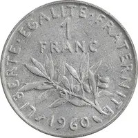 سکه 1 فرانک 1960 جمهوری پنجم - EF45 - فرانسه