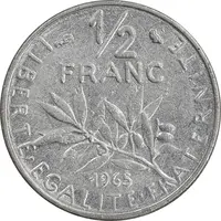 سکه 1/2 فرانک 1965 جمهوری کنونی - AU50 - فرانسه