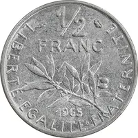 سکه 1/2 فرانک 1965 جمهوری کنونی - AU50 - فرانسه