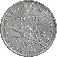سکه 1/2 فرانک 1967 جمهوری کنونی - EF45 - فرانسه