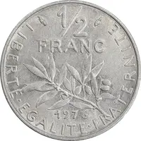 سکه 1/2 فرانک 1976 جمهوری کنونی - AU55 - فرانسه