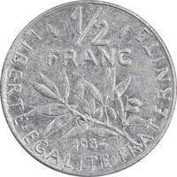سکه 1/2 فرانک 1984 جمهوری کنونی - AU50 - فرانسه