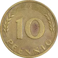 سکه 10 فینیگ 1950G جمهوری فدرال - EF45 - آلمان