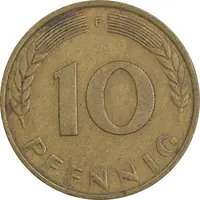 سکه 10 فینیگ 1972F جمهوری فدرال - EF45 - آلمان