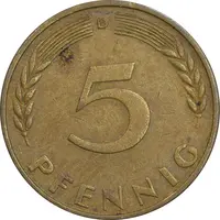 سکه 5 فینیگ 1950D جمهوری فدرال - EF45 - آلمان