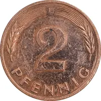 سکه 2 فینیگ 1978F جمهوری فدرال - EF45 - آلمان