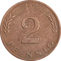 سکه 2 فینیگ 1971J جمهوری فدرال - EF45 - آلمان
