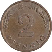 سکه 2 فینیگ 1967J جمهوری فدرال - AU55 - آلمان