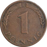 سکه 1 فینیگ 1950J جمهوری فدرال - EF45 - آلمان