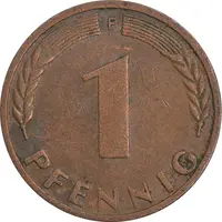 سکه 1 فینیگ 1971F جمهوری فدرال - EF45 - آلمان