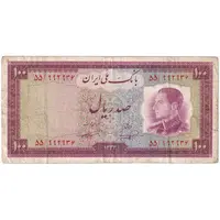 اسکناس 100 ریال 1333 - تک - VF25 - محمد رضا شاه