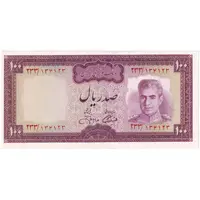 اسکناس 100 ریال (آموزگار - جهانشاهی) ارور کادر - تک - UNC63 - محمد رضا شاه