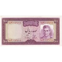 اسکناس 100 ریال (آموزگار - سمیعی) نوشته سیاه - تک - AU58 - محمد رضا شاه