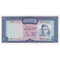 اسکناس 200 ریال (آموزگار - جهانشاهی) - تک - UNC61 - محمد رضا شاه