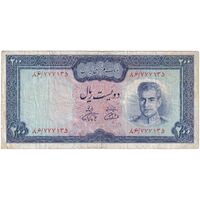 اسکناس 200 ریال (آموزگار - فرمان فرماییان) نوشته سیاه - تک - VF25 - محمد رضا شاه