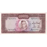 اسکناس 1000 ریال (آموزگار - فرمان فرماییان) - تک - UNC62 - محمد رضا شاه
