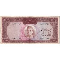 اسکناس 1000 ریال (آموزگار - سمیعی) نوشته قرمز - تک - VF30 - محمد رضا شاه
