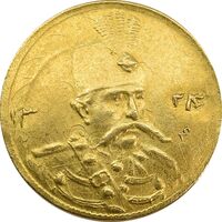 سکه طلا 5000 دینار 1324/3 تصویری (سورشارژ تاریخ) - MS61 - مظفرالدین شاه