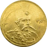 سکه طلا 5000 دینار 1324/3 تصویری (سورشارژ تاریخ) - MS61 - مظفرالدین شاه